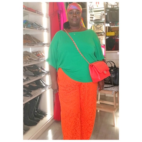 Ashley Stewart Pants - Lace overlay wide leg pants